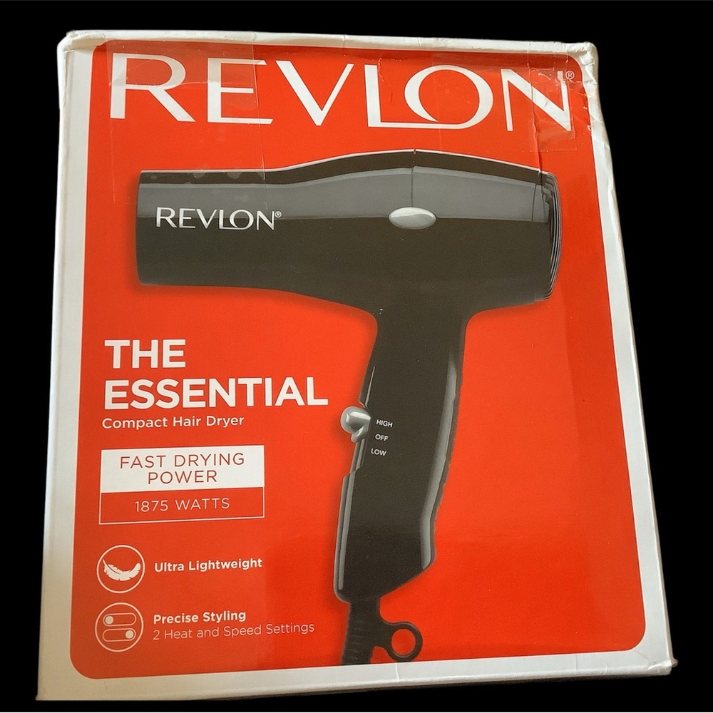 Revlon Essential Compact Travel Hair Dryer, 1875 Watts, Ultra Lightweight, NEW!